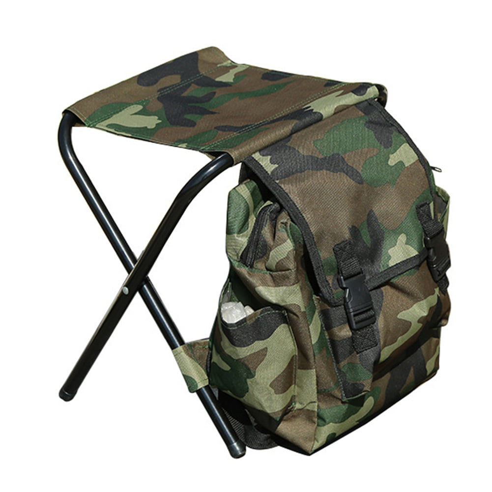 2 in 1 Oxford Fishing Tackle Bag Backpack Camping Foldable Stool Seat Chair Set
