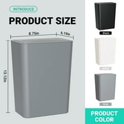 TINANA Small Trash Can with Lid, 3 Pack 10L Plastic Trash Bin, 2.6 Gallon Slim Garbage Bin Wastebasket with Pop-Up Lid for Bathroom, Bedroom, Office, Kitchen, Craft Room-White Black Gray