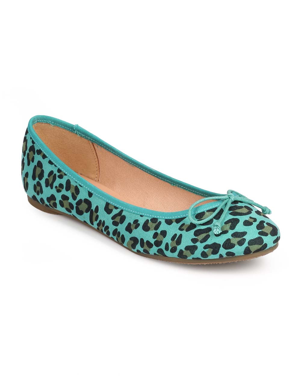 Wild Diva DG49 Women Vibrant Leopard Suede Round Toe Bow Slip On Ballet
