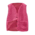 thumbnail image 2 of Wxirdiow Kids Vest Baby Boys Girls Sherpa Fleece Vest Button Sleeveless Plain Jackets Newborn Fuzzy Outwear Fall Winter Warm Clothes Hot Pink Size,11-12 Years, 2 of 7