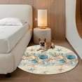 thumbnail image 2 of Beach Coastal Beige Round Area Rug 7Ft Washable Circle Rugs for Dorm Laundry Room, Nautical Shell Starfish Coral Summer Non-Slip Carpet Floor Mats Indoor Outdoor Carpet Runner Aesthetic Home Decor, 2 of 8