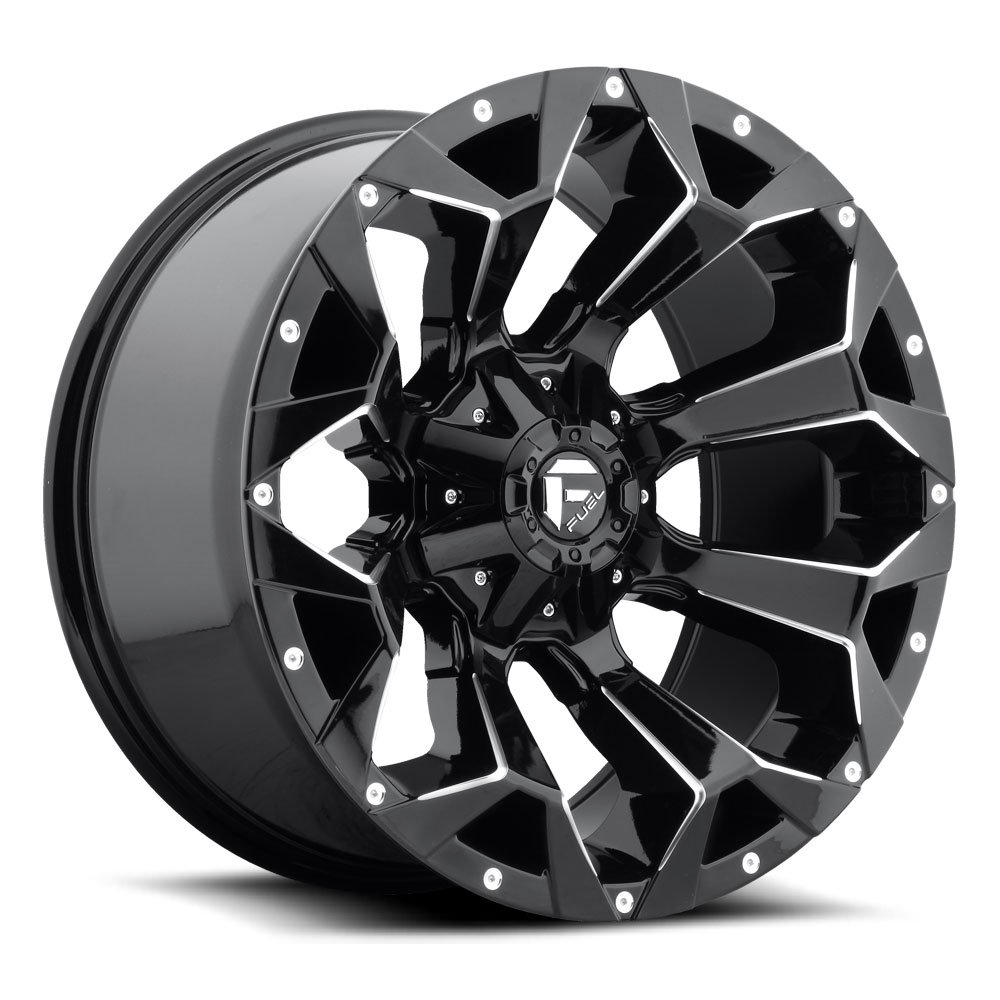 Fuel assault 18x9 5x114.3/5x127 12et 78.10mm gloss black milled wheel