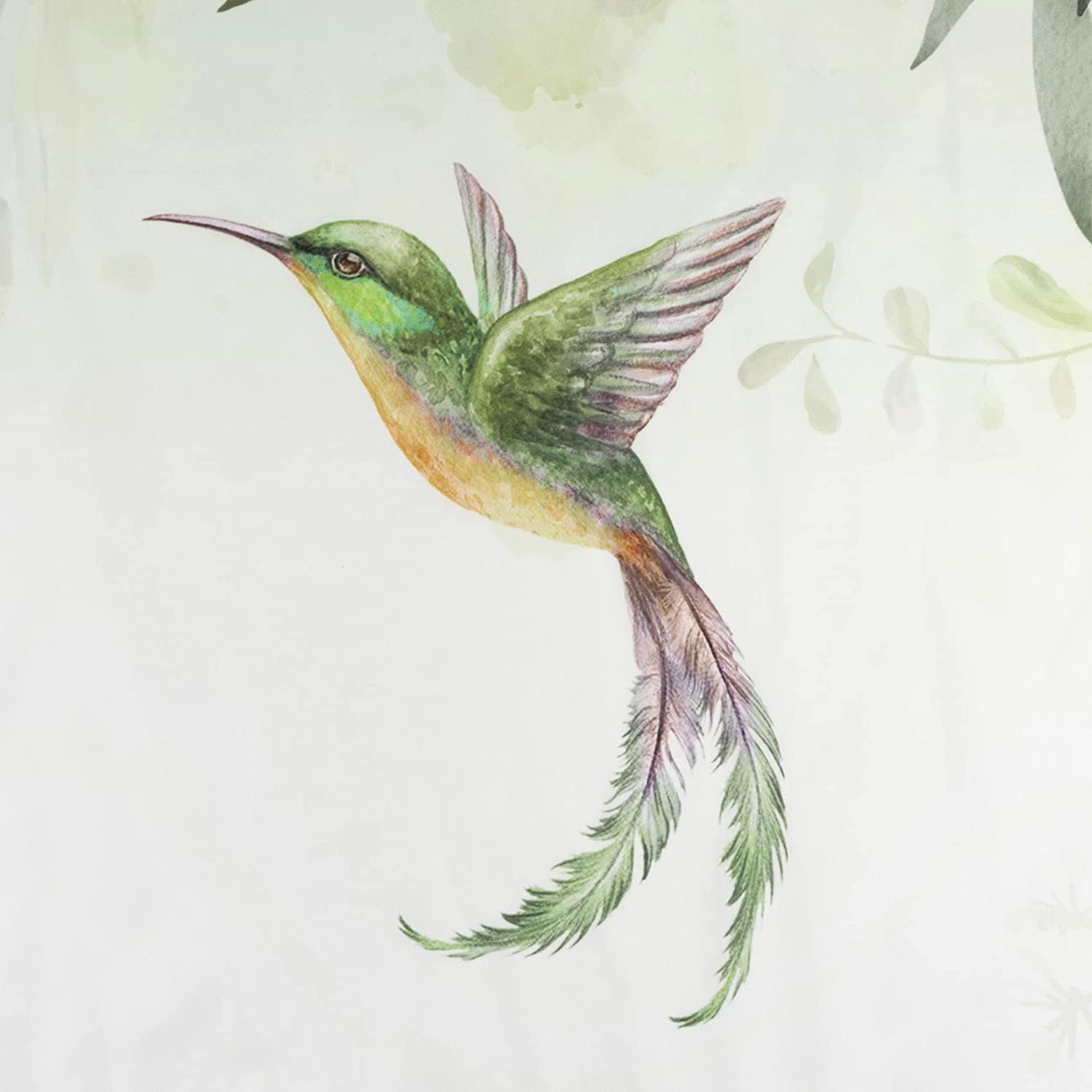 Green Leaves Shower Curtain Eucalyptus Hummingbird Bird Shower Curtains White Green Leaf Botanical Plant Floral Cottagecore Aesthetic Bathroom Curtain 12 Hooks Durable Fabric 72X72Inches