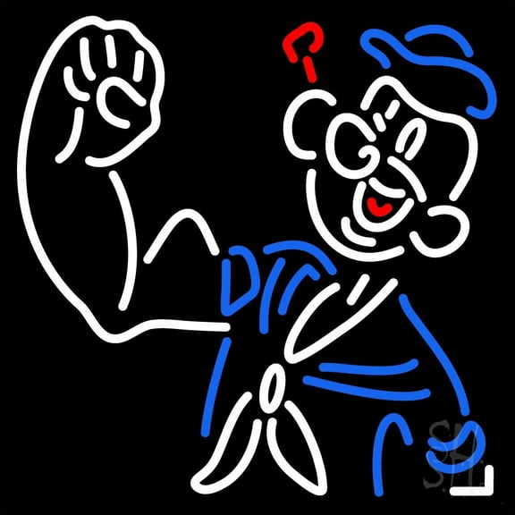 Popeye LED Neon Sign 24 x 24 - inches, Black Square Cut Acrylic Backing, with Dimmer - Bright and Premium built indoor LED Neon Sign for café, club, party, event and stroefront.