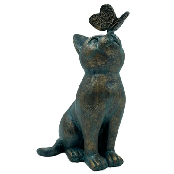 Necvior Resin Butterfly Kitten Sculpture Garden Lawn Floor Waterproof PathwayDesktop Figurine for Patios Garden Courtyard Paths