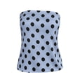 thumbnail image 6 of Yrmaups Strapless Polka Dot Tank Top for Women, Casual Boho Slim Crop Top, Stretchy Basic Tee for Party Vacation Beach Daily Wear, Light Blue S, 6 of 6