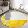 thumbnail image 3 of Yellow Gray Round Area&nbsp;Rug 3ft Graffiti Art Mottled Color Block Geometric Modern Non-Slip&nbsp;Washable Circle Rugs Soft Felt Indoor Floor Mat for Bedroom Kitchen Living Room Bathroom, 3 of 9