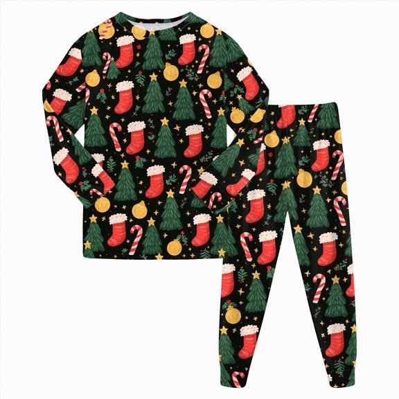 TOWED22 Girls Boys Christmas Pajamas Xmas Graphic Pjs Toddler 2 Piece Sleepwear Kids Holiday Clothes Set