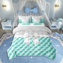 Erosebridal Sequin Print Bedding Sets Twin Size, Cartoon Bowknot Comforter Sets with Sheets, Geometric Decor, Reversible 7pcs