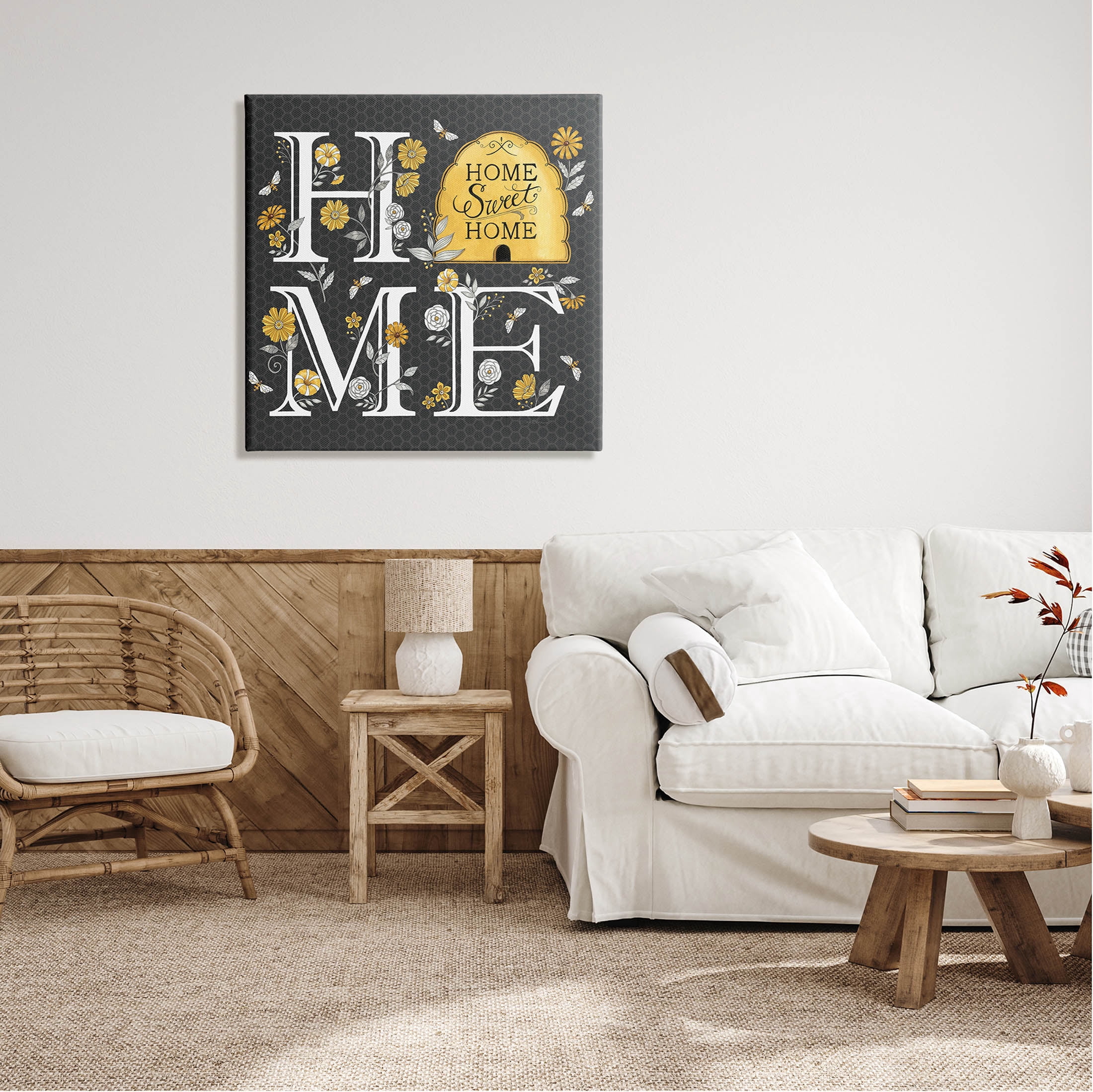 Hive Pattern Sweet Home Botanicals Animals & Insects Graphic Art Gallery Wrapped Canvas Print Wall Art