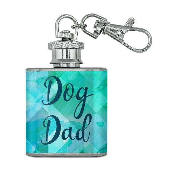 Dog Dad Stainless Steel 1oz Mini Flask Key Chain
