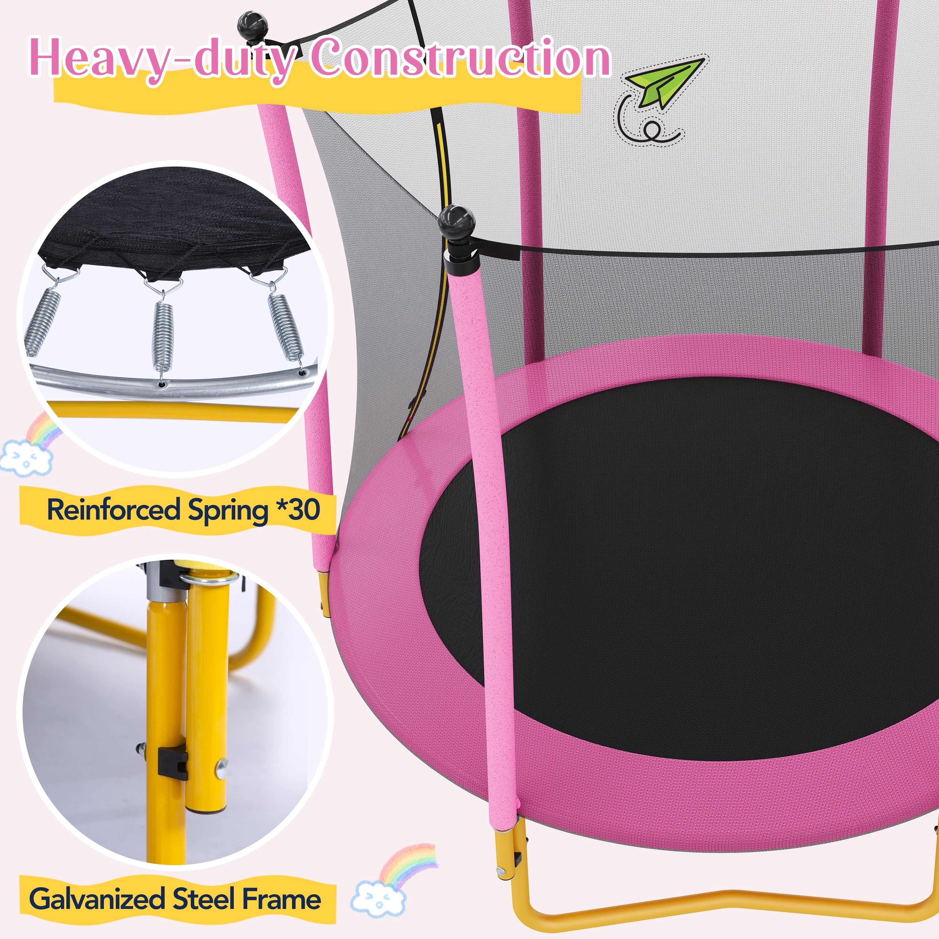 Mini Trampoline for Kids, SEGMART 65'' Indoor Outdoor Toddler Trampoline with Enclosure Net, Round Small Trampoline Gift for Boys Girls, Kids Trampoline Indoor