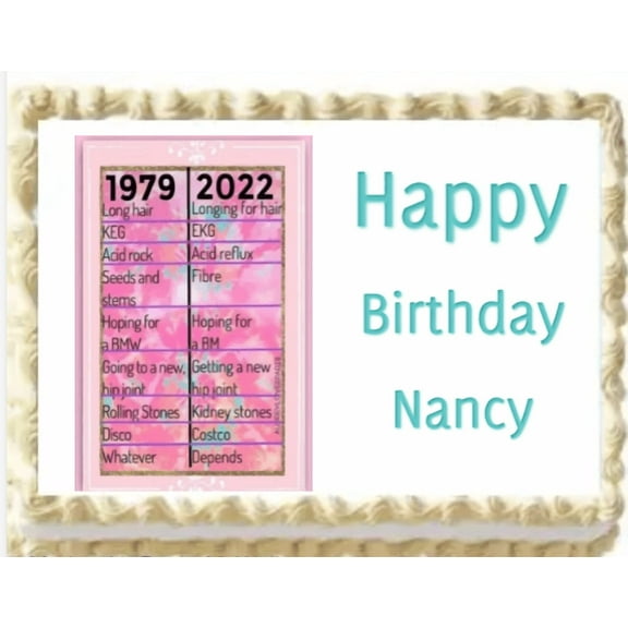 Baby Boomer Personalized Edible Cake Image Party Topper Decoration- 1/4 Sheet p19