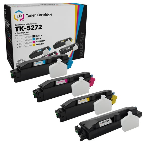 LD Compatible Toner Cartridge Replacements for Kyocera Mita TK-5272 (Black, Cyan, Magenta, Yellow, 4-Pack)