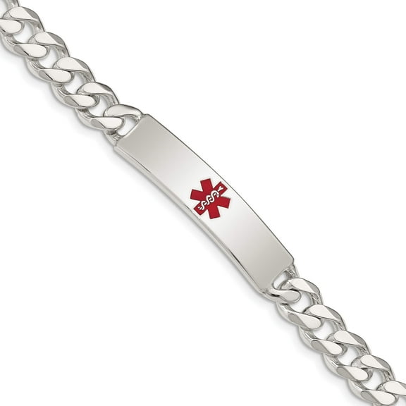 Sterling Silver Polished Medical Curb Link Id Bracelet (7.5 X 9) Made In India xsm172-7.5