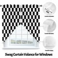 thumbnail image 4 of Swag Curtains Valances for Windows, Black And White Checkered Plaid Short Kitchen Window Curtains Over Sink, Classic Geometric Pattern Cafe Curtains Panel Set Of 2,Rod Pocket, 36 Inches Length, 4 of 8