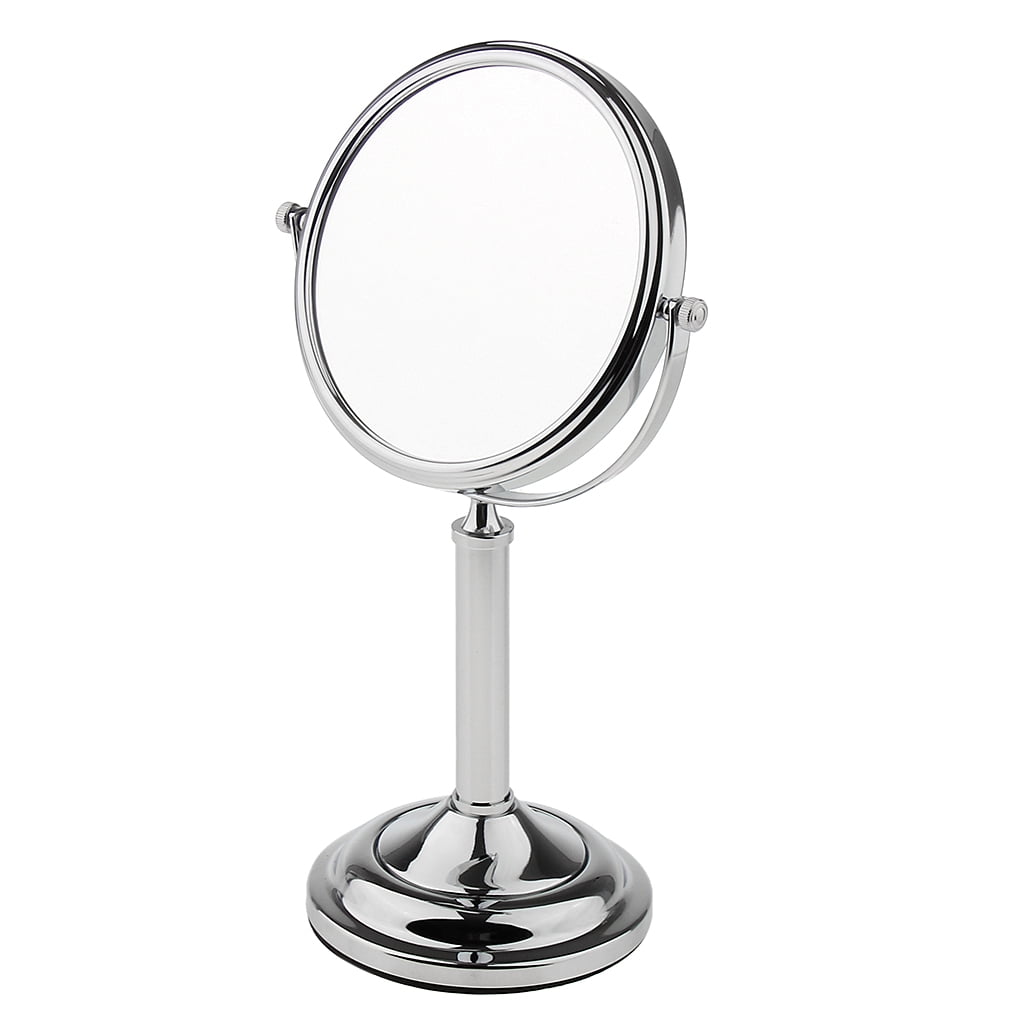 360° Swivel Rotation 8 inches Stainless Steel Tabletop Double Sided Free Standing Vanity Shaving Make Up Mirror For Shower Bathroom 3x Magnification 