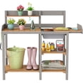 thumbnail image 1 of QueipA  Wooden Potting Bench Table with Sink, Outdoor Garden Table Work Bench with Shelf, Workstation for Outside Patio Lawn, 1 of 8