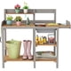 thumbnail image 1 of QueipA  Wooden Potting Bench Table with Sink, Outdoor Garden Table Work Bench with Shelf, Workstation for Outside Patio Lawn, 1 of 8