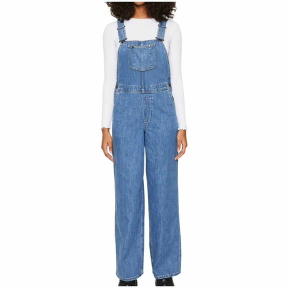 Demin Overalls For Women Adjustable Shoulder Strap Straight Leg Multi Pockets Bib Pants Casual Loose Stylish Outfits (XL, Light Blue)