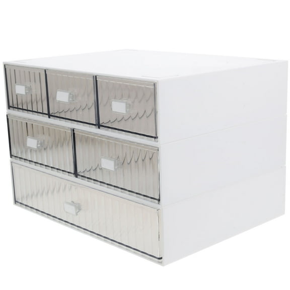 FONDOTIN 1 Set Practical Desktop Organizer Storage Box Stackable White Rectangular