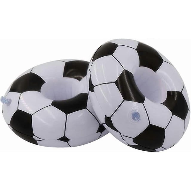 2pcs Inflatable Cup Holder Soccer Ball Shaped Pool Drink Floats Coaster Floating Football Drink Holder Summer Water Party Favors