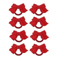 8 Red Bow Napkin Holder Rings, Velvet Xmas Buckle Table Decoration for Christmas Holiday Party Dinner