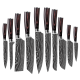 thumbnail image 1 of Juego de Cuchillos Japoneses de 10 Piezas con Mango de Madera Rojo y Patrón de Damasco Láser: Cuchillo de Chef, Cuchillo Santoku, Cuchillo de Pan, Cuchillo de Pelar, 1 of 7