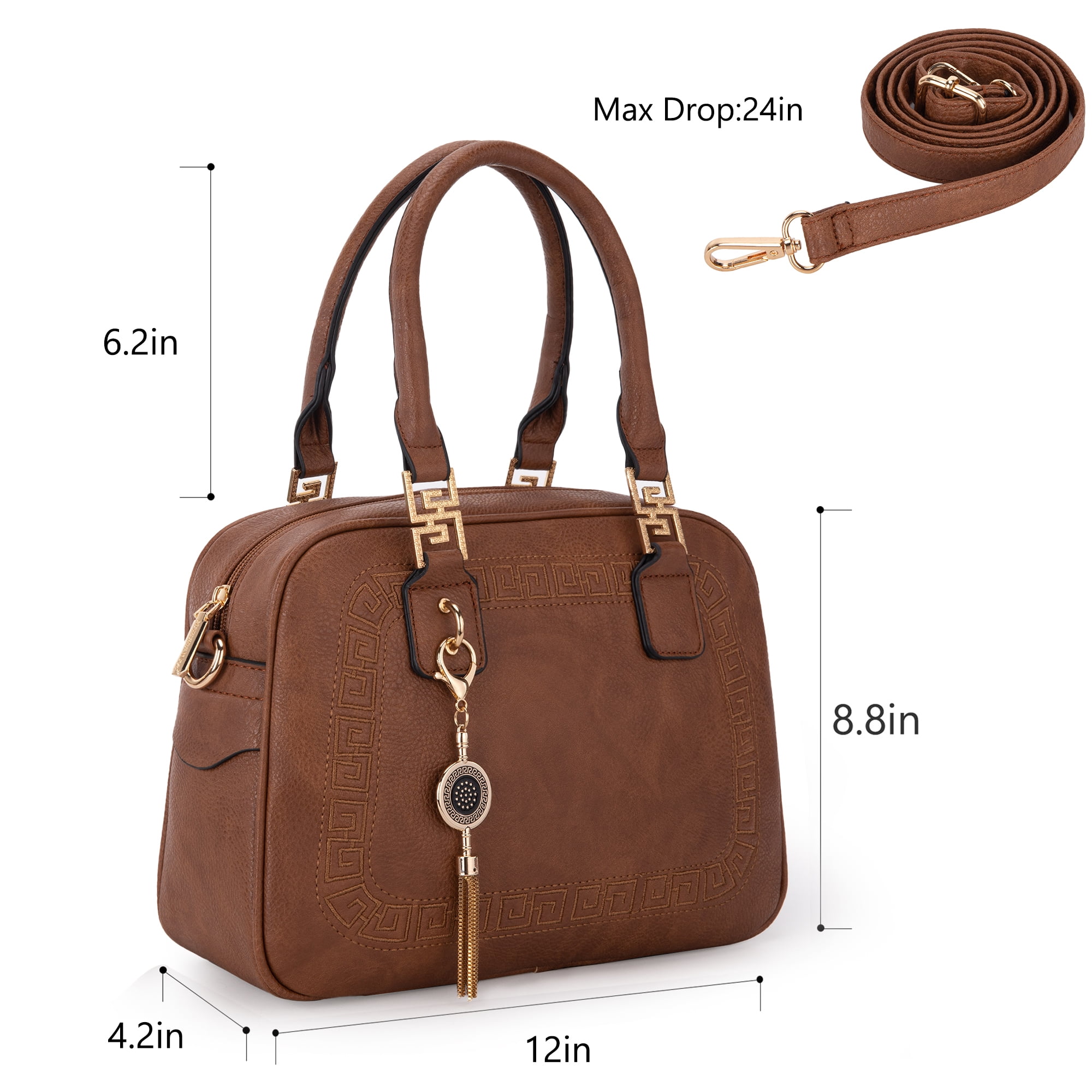 Montana West Small Top Handle Purse for Women Crossbody Satchel Handbag Barrel Bag, Brown