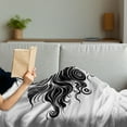 thumbnail image 3 of Hair Salon Soft Flannel Fleece Throw Blanket, Minimalist Hand-drawn Lady with Curly Hair and Long Eyelashes, Cozy Plush for Indoor and Outdoor Use, 70" x 90", Dark Coral Black, by Ambesonne, 3 of 5