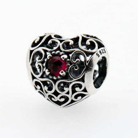 Rembrandt July Charm - Authentic July Signature Heart Birthstone Charm in 925 Sterling Silver, 791784SRU