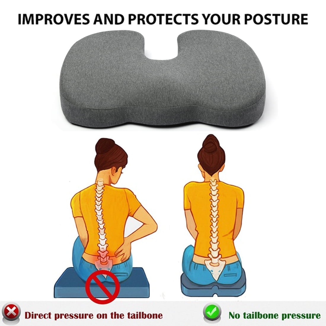 Truck Driver Office Air Seat Cushion For Lower Back Pain Relief Sciatica Coccyx