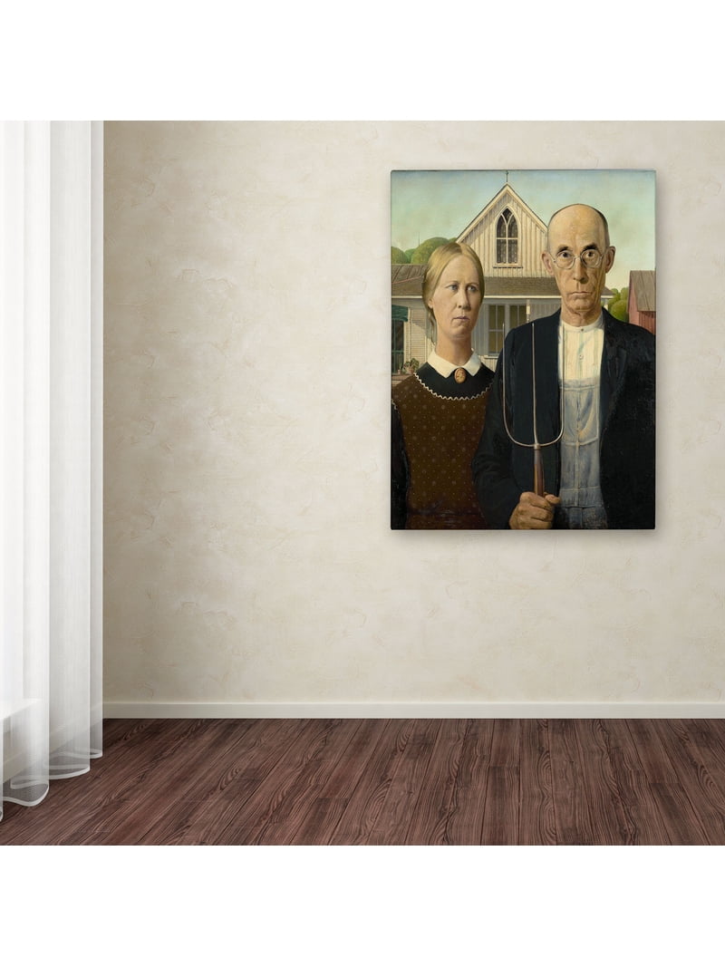 Free Shipping! Trademark Fine Art American Gothic Gallery-Wrapped