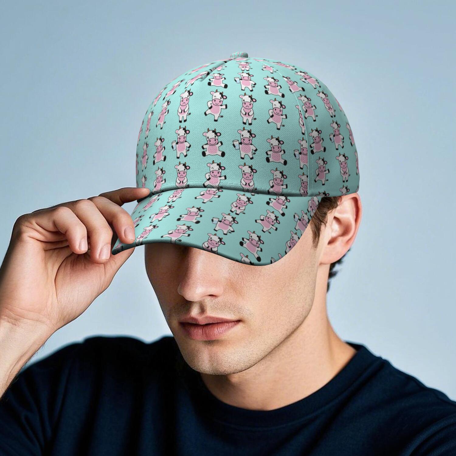 Cow Print Baseball Cap Adjustable Snapback Hat Unisex Adult Cow Print Mesh Back Cap - Flying S Company main image 4