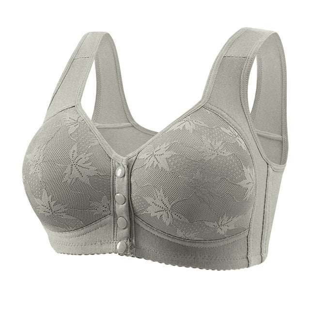 Aqestyerly Plus Size Front Closure Wireless Bra - Non Magnetic Lace Bralette with Thin Cups & Adjustable Comfort Design for Full Figure