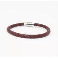 thumbnail image 4 of QQTDFG Unisex Men's Genuine Leather Stainless Steel Magnetic Clasp Bracelet Burgundy-18 - Tube Magnetic Silver, 4 of 5