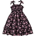 thumbnail image 1 of Vestido VARMILO 2-3 años Negro con flores rosas, 1 of 6