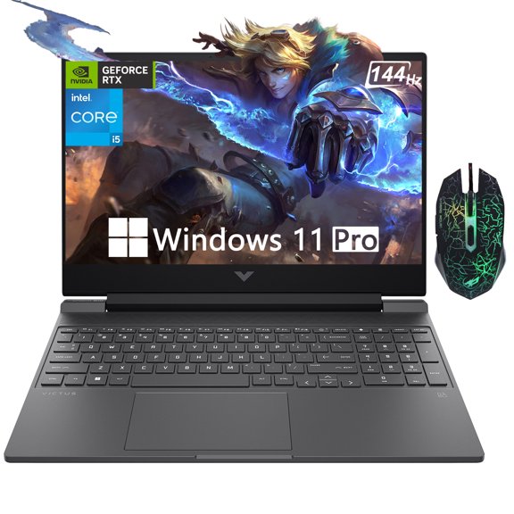 HP Victus 15.6 Inch Gaming Laptop, 15.6" FHD IPS 144Hz Laptop Computer, Intel Core i5-13420H, NVIDIA GeForce RTX 4050, 16GB RAM, 512GB SSD, Backlit KB, WiFi 6, Windows 11 Pro - Mica Silver