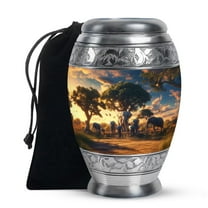 KARYLIZ Elephant Large Urns for Male - Decorative Urns for Human Ashes Adult Female Mom & Dad - Sunset Adult Cremation Urn Human Ashes - Memorial Funeral Grandfather Urn 10 Inch