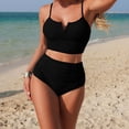 thumbnail image 6 of Afdoent Women's Tankini Swimsuits Solid Color Two Piece Swimwear High Waisted Tankini With Bottoms For Swimming Beach Trendy Beach Swimwear, 6 of 6