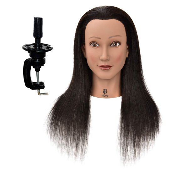 HairZtar Tête de Mannequin 100 % Cheveux Humains 24 Pouces Tête d'Entraînement Cosmétologie pour Coiffeur NORA