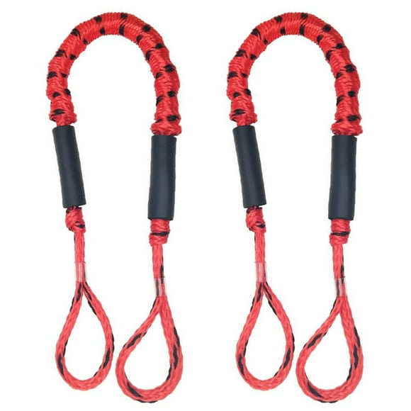 Graflsoa Stretchable Bungee Dock Lines with EVA Foam Floats, 2-Pack for Secure Boat Mooring, Red & Black, 3.5ft to 5.5ft Stretch, Easy Attachment, Quick Docking, PP+PE Material