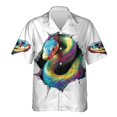 thumbnail image 3 of Camisa hawaiana con estampado de serpiente de terror para hombre, divertida camisa hawaiana con estampado 3D de serpiente, blusas casuales de verano de manga corta con solapa, 3 of 5