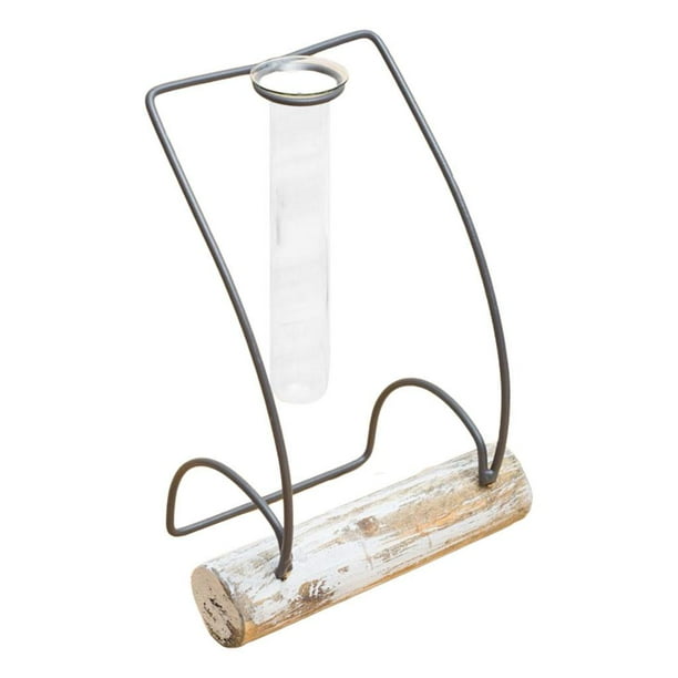 Jarrón con marco de metal, tubo de ensayo, maceta de vidrio, terrario, soporte para plantas, decoración de oficina Estilo 4