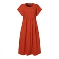 thumbnail image 5 of ZANZEA Women O-Neck Short Sleeve Pleated Party Kaftan Long Dress Summer Casual Loose Sundress, 5 of 7