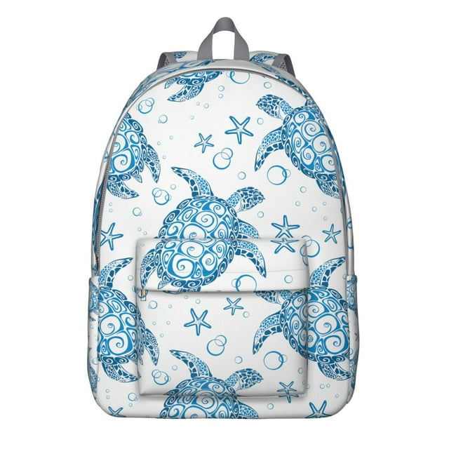 Abstract Nautical Sea Turtle Pattern Casual Daypack – Vintage Style Backpack with Oxford Durable Material, Large Capacity, and Anti-theft Features for School, Outdoor Activities, and Travel