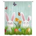 thumbnail image 2 of Easter Bunny Sheer Curtains 45 Inches Long, Spring Cute Eggs Farmhouse Wooden Grain Light Filering Curtains, Breathable Simi Curtain Privacy Drapes for Kitchen Bathroom Small Window Treatment, 2 of 9