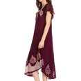 thumbnail image 3 of Sakkas Batik Hindi Cap Sleeve Caftan Dress / Cover Up - Chocolate - One Size, 3 of 6