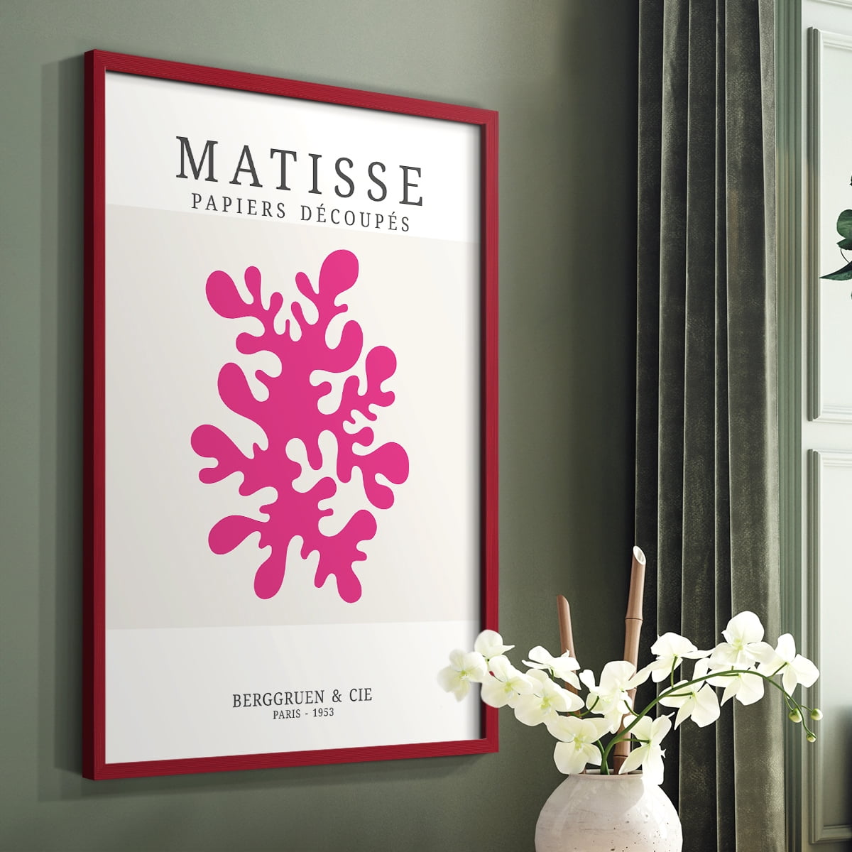 Matisse CDXXIX in Red Solid Wood Framed Print No Nail Hanging