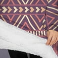 thumbnail image 3 of Oversized Wearable Blanket Hoodie,Brown Ethnic Pattern Sherpa Blanket Hoodie with Super Pockets,Super Warm Fuzzy Pullover for Women & Men, 3 of 6